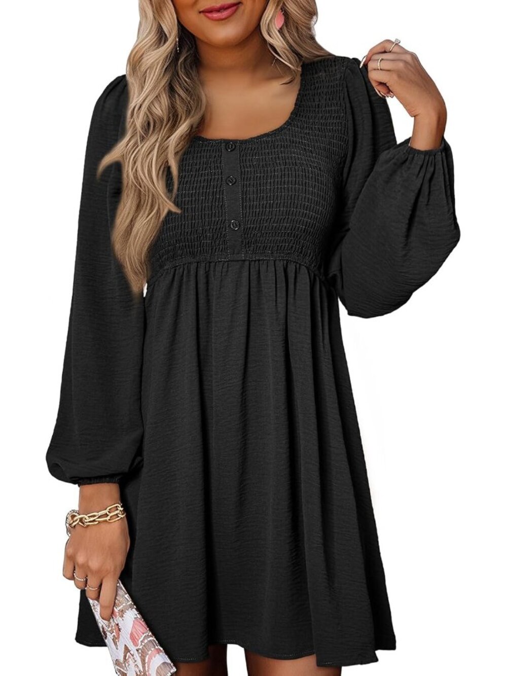 Chic Fall 2026: Women's Long Sleeve Empire Waist Mini Dress